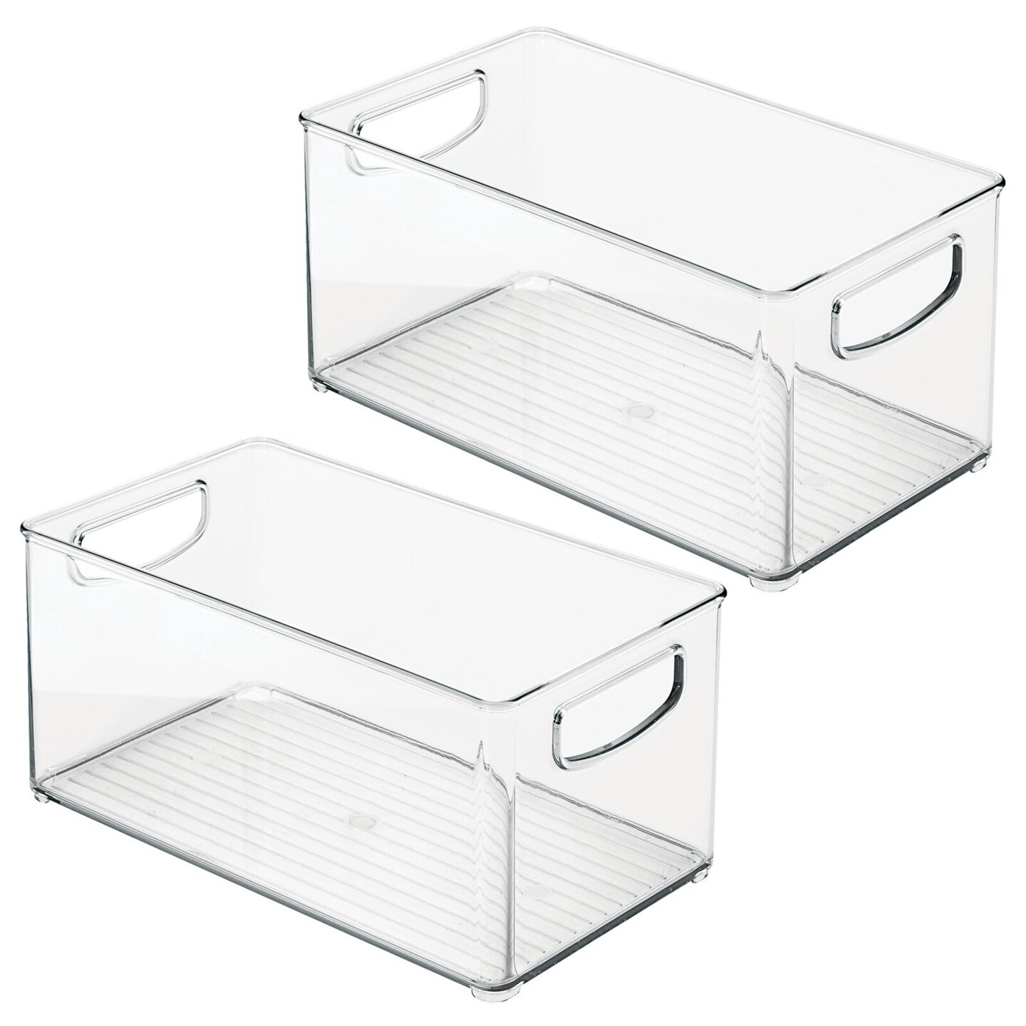 mDesign Plastic Storage Organizer Bin with Handles for Closets, 2 Pack - Clear
