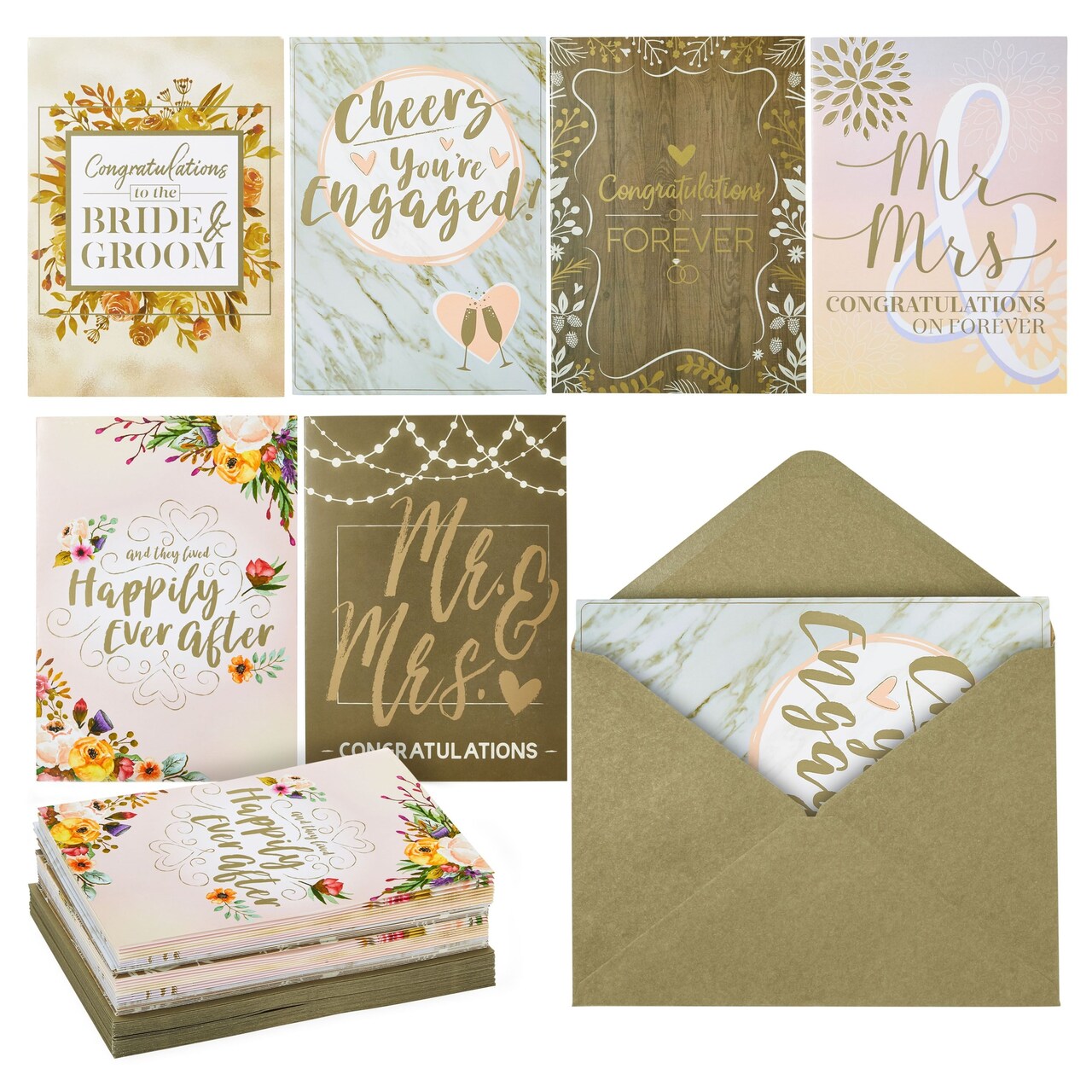36 Pack Engagement and Wedding Greeting Cards for Couples with ...