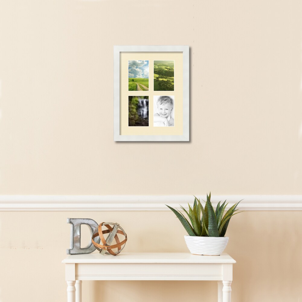 ArtToFrames Collage Photo Picture Frame with 4 - 4x6 inch Openings, Framed in White with Over 62 Mat Color Options and Regular Glass (CSM-3966-2)