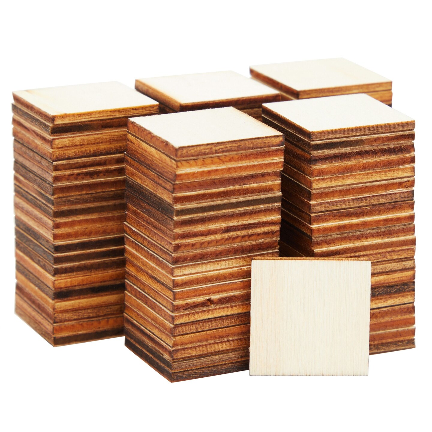 100 Pack 1x1 Wooden Squares for Crafts, Unfinished Wood Pieces for DIY Cutout Tiles