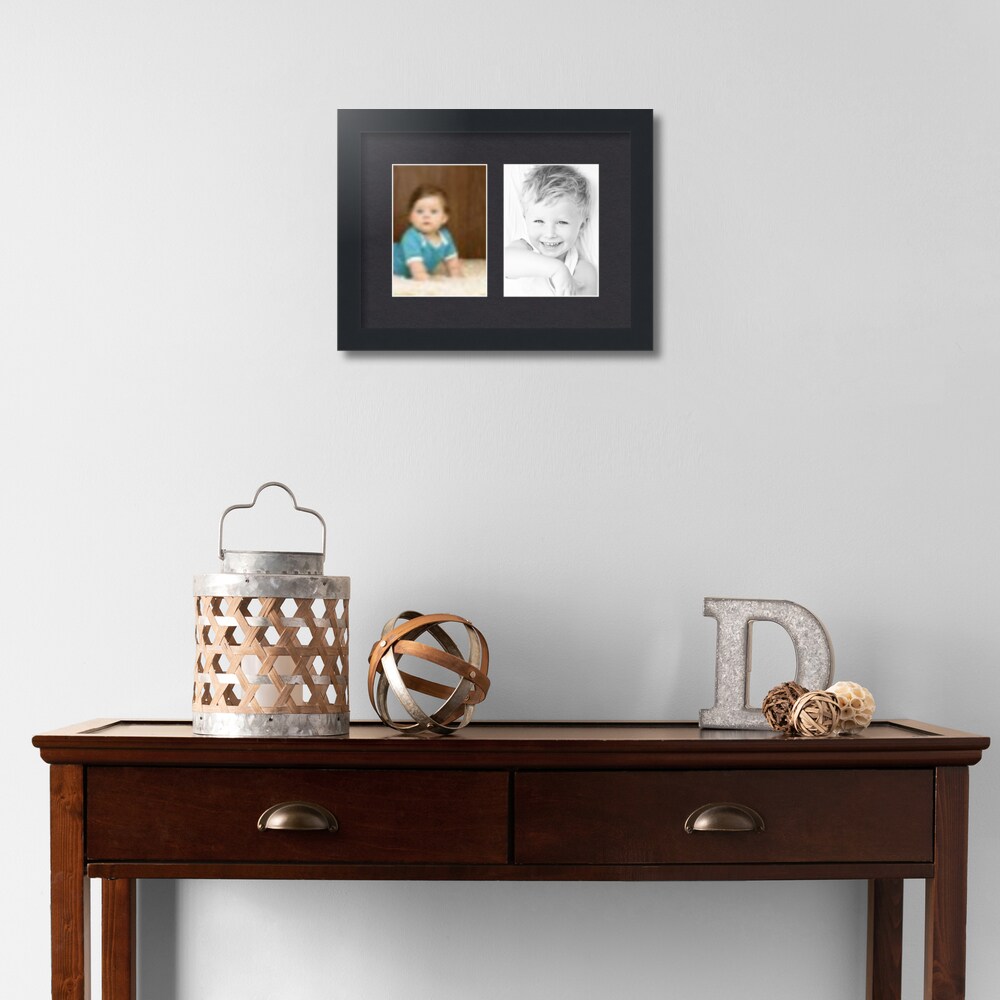 ArtToFrames Collage Photo Picture Frame with 2 - 5x7 inch Openings, Framed in Black with Over 62 Mat Color Options and Regular Glass (CSM-3926-35)