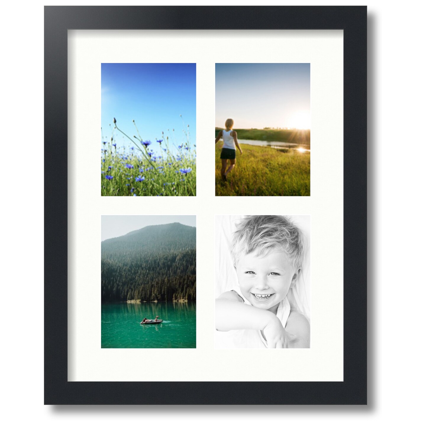 ArtToFrames Collage Photo Picture Frame with 4 - 5x7 inch Openings, Framed in Black with Over 62 Mat Color Options and Regular Glass (CSM-3926-3)
