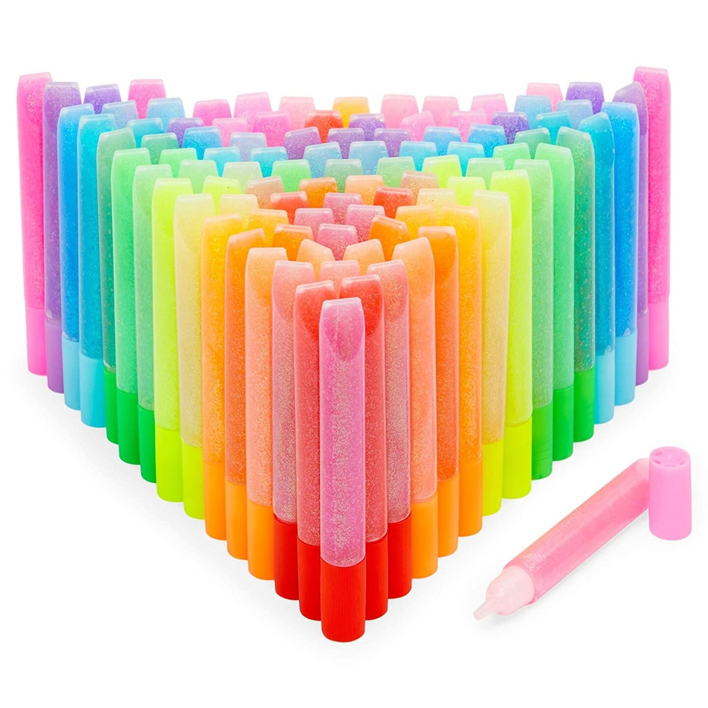 Glue with Glitter Pens for Art and Crafts, 20 Neon Colors (0.35 oz, 100 Pack)