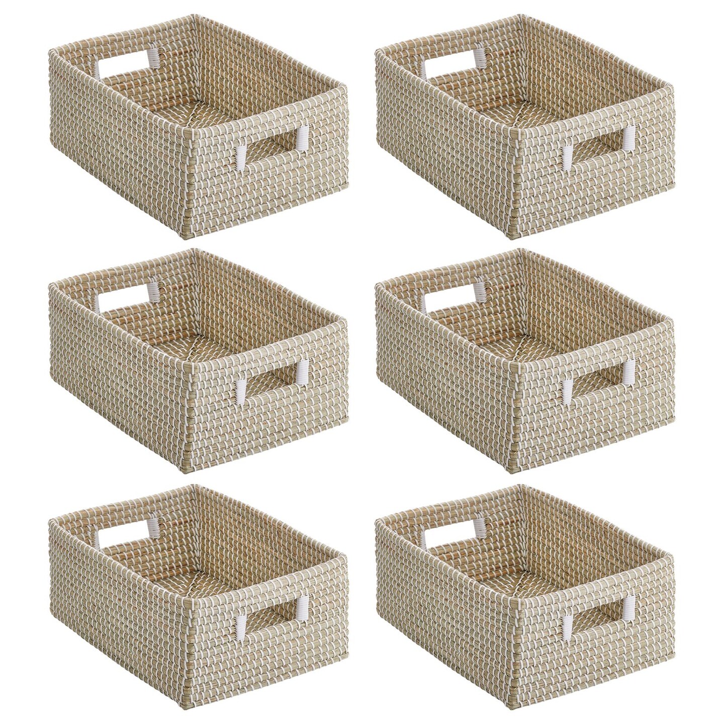 mDesign Seagrass Small Woven 9&#x22; Wide Kitchen Basket, Handles