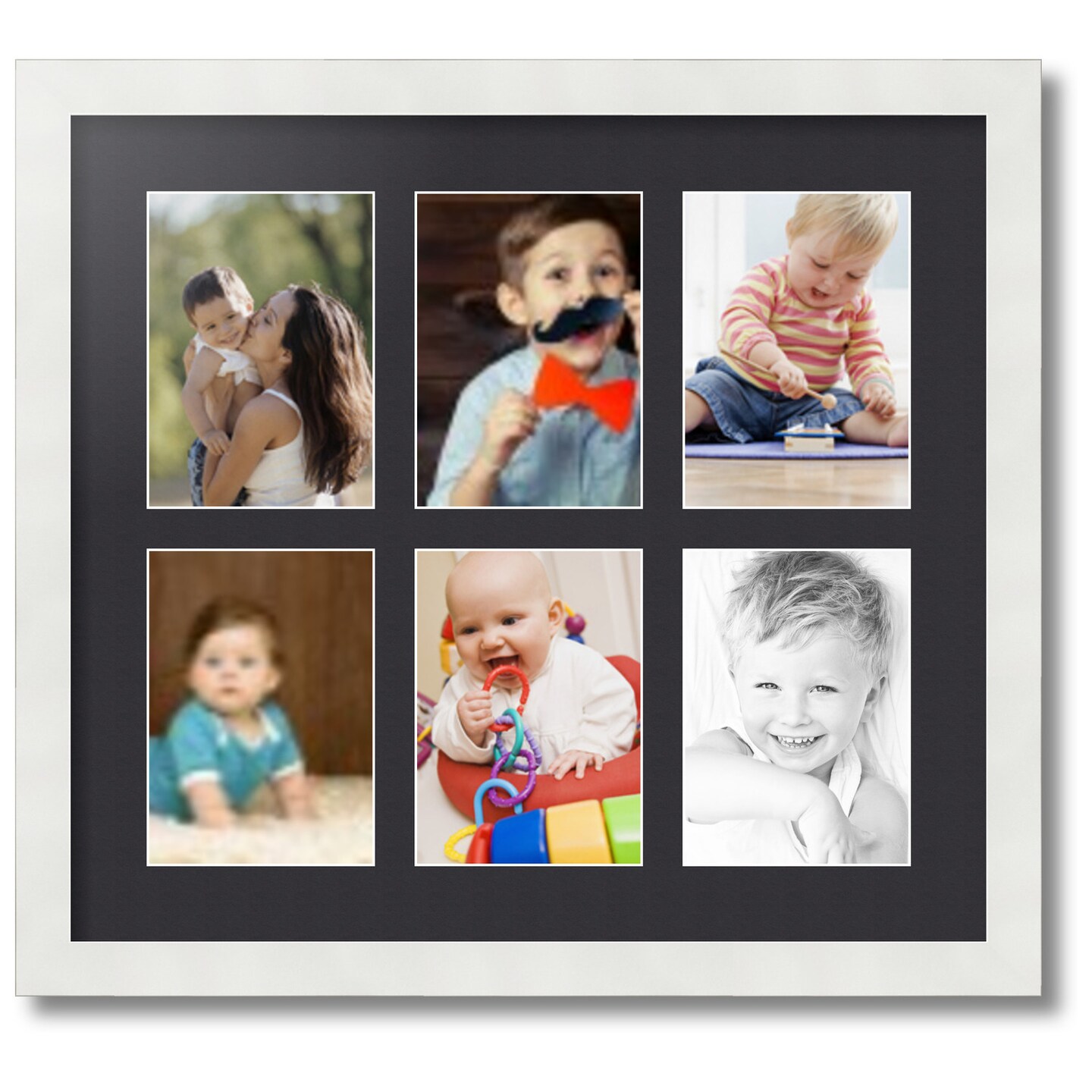 ArtToFrames Collage Photo Picture Frame with 6 - 5x7 inch Openings, Framed in White with Over 62 Mat Color Options and Plexi Glass (CSM-3966-2041)