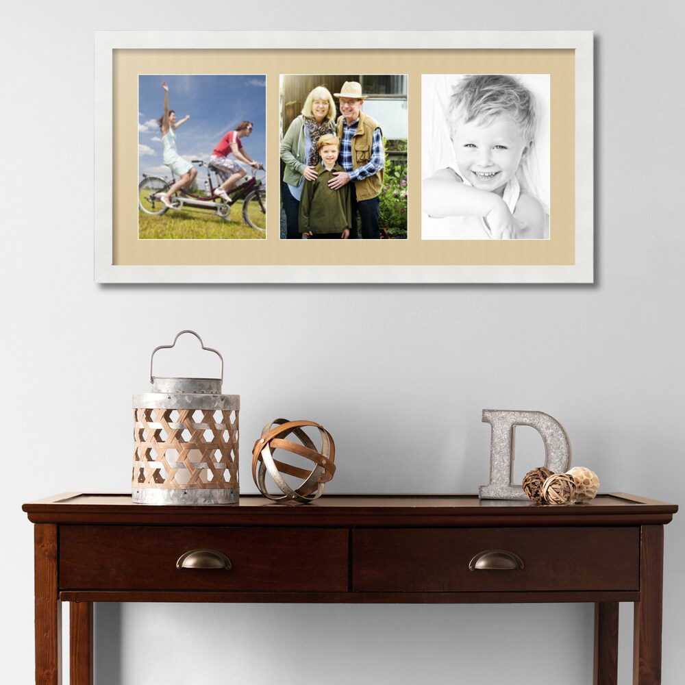 ArtToFrames Collage Photo Picture Frame with 3 - 8.5x11 inch Openings, Framed in White with Over 62 Mat Color Options and Plexi Glass (CSM-3966-28)