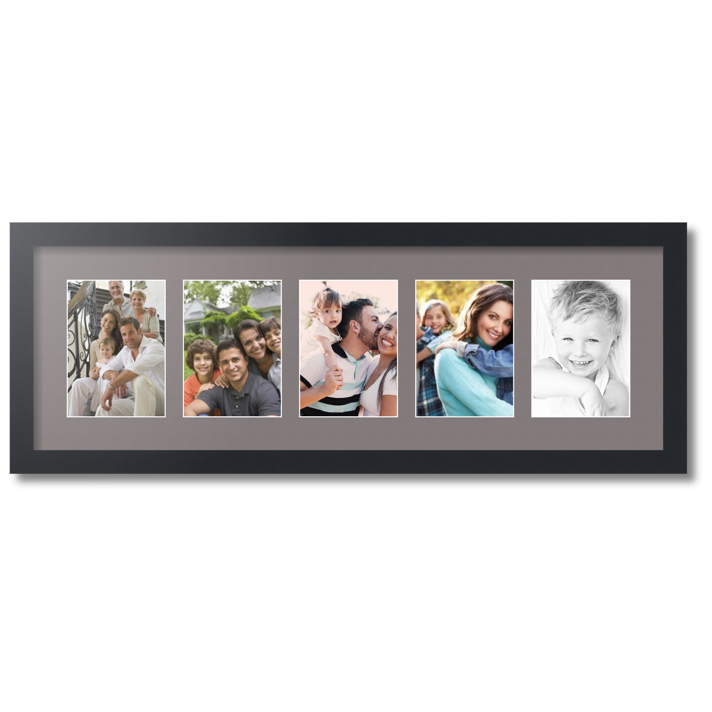 ArtToFrames Collage Photo Picture Frame with 5 - 5x7 inch Openings, Framed in Black with Over 62 Mat Color Options and Plexi Glass (CSM-3926-152)