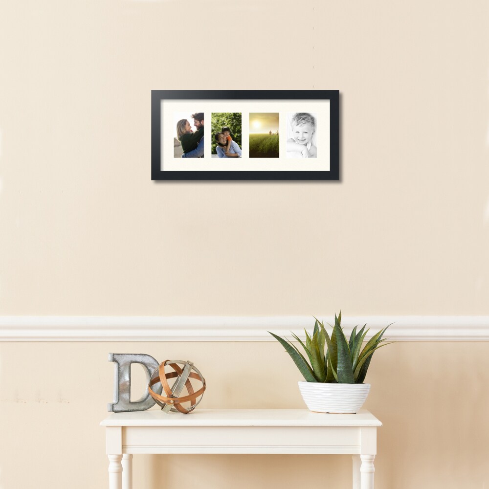 ArtToFrames Collage Photo Picture Frame with 4 - 4x6 inch Openings, Framed in Black with Over 62 Mat Color Options and Plexi Glass (CSM-3926-14)