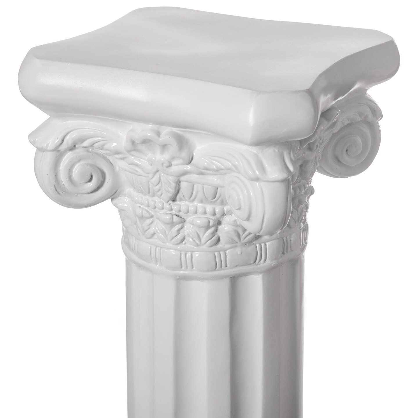 Decorative Fiberglass White Plinth Roman Style Column Ionic Piller Pedestal Vase Stand for Wedding or Party, Living Room, or Dining Room Decor - Photography Props - Sculpture Display - Greek-inspired Luxury Decor Piece with Ornate Accents