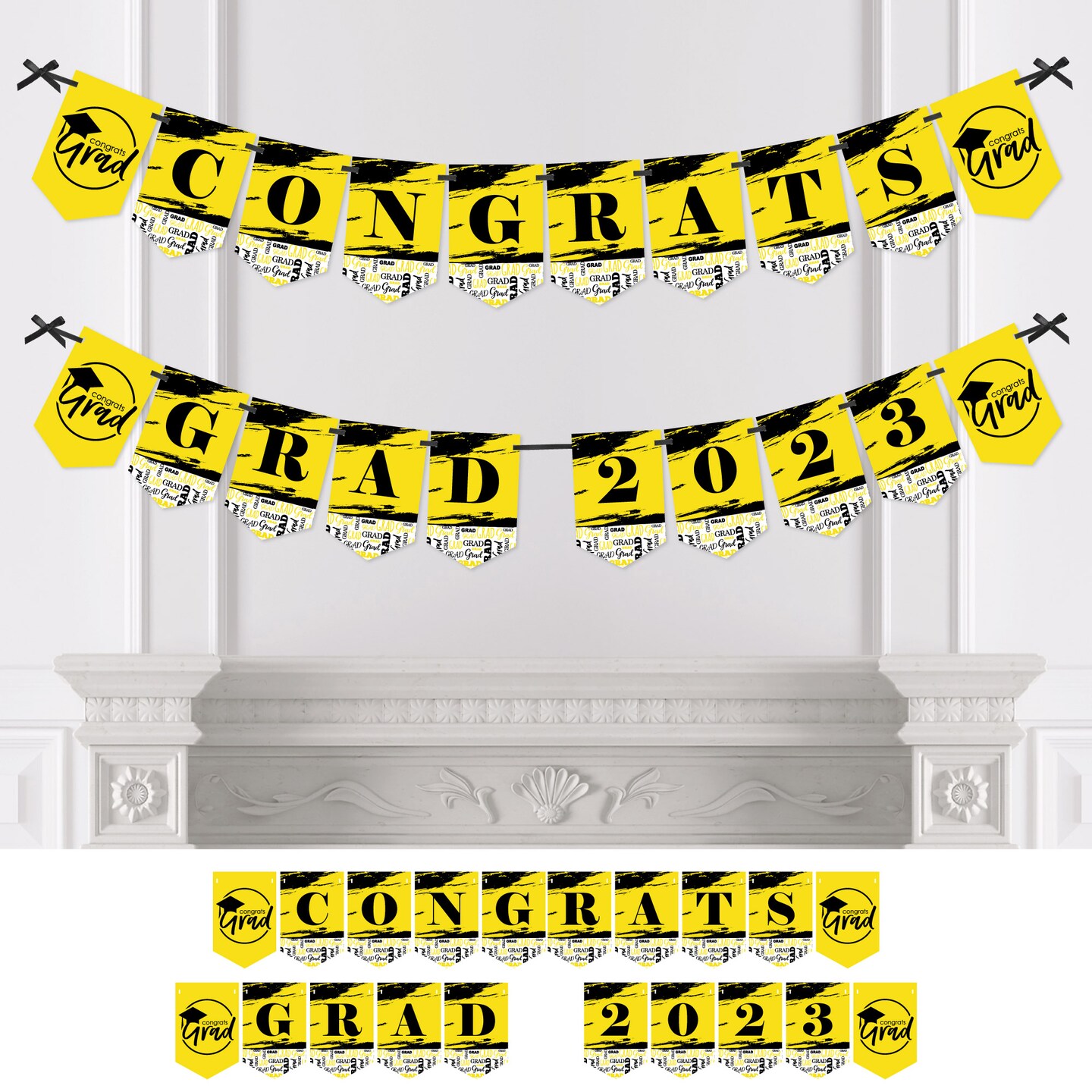 Big Dot of Happiness Yellow Graduation Bunting Banner - Party ...