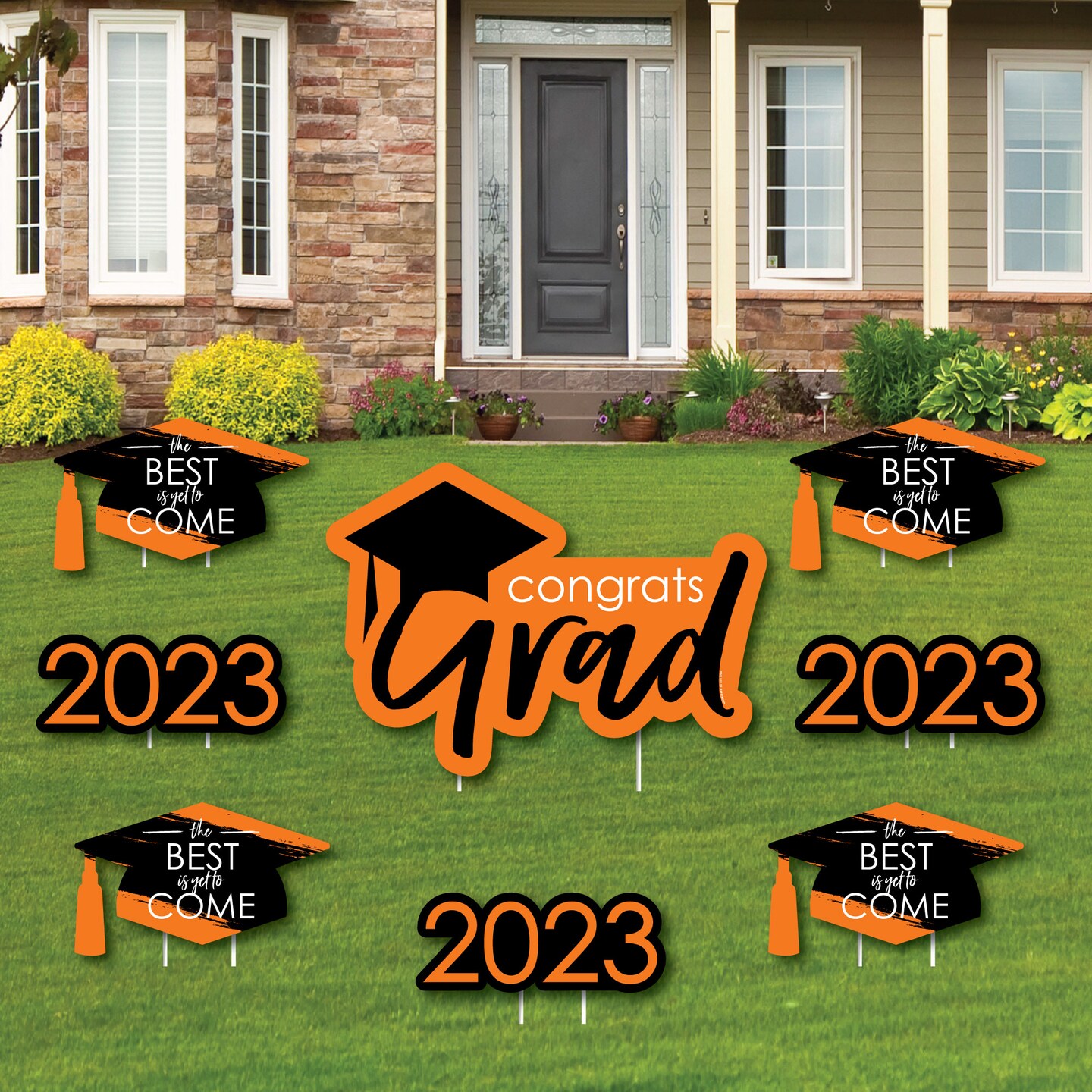 Big Dot of Happiness Orange Grad Class of 2023 Outdoor Decorations ...