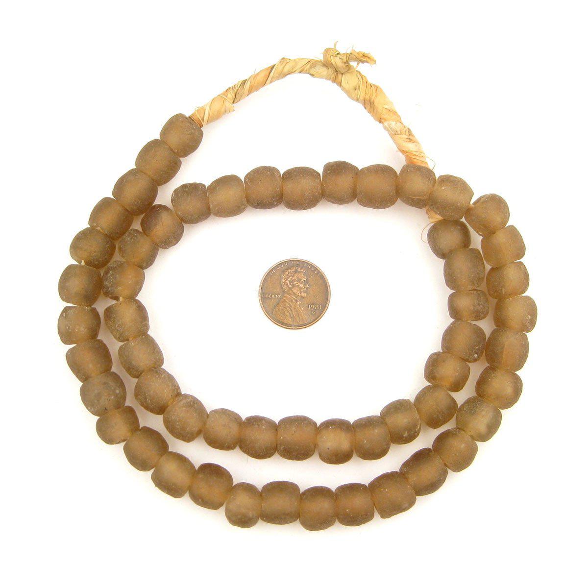 The Bead Chest African Recycled Glass Beads, 11mm - Full Strand Eco-Friendly Fair Trade Sea Glass Beads from Ghana Handmade Ethnic Round Spherical Tribal Boho Krobo Spacer Beads