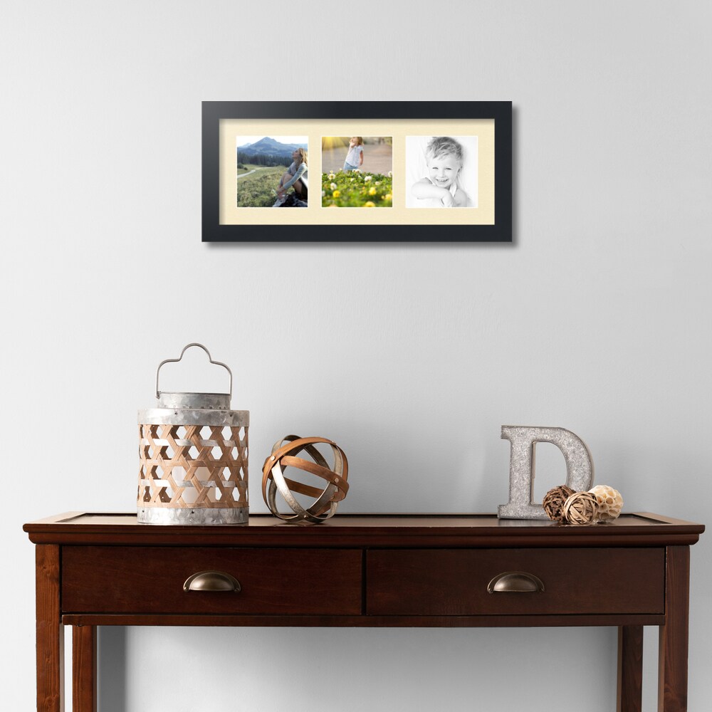 ArtToFrames Collage Photo Picture Frame with 3 - 5x5 inch Openings, Framed in Black with Over 62 Mat Color Options and Regular Glass (CSM-3926-95)