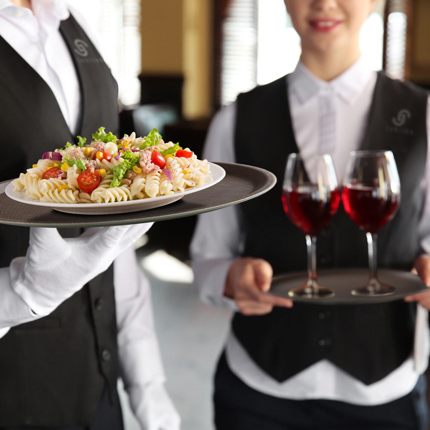 Jubilee (Set of 4) Round Restaurant Serving Trays - NSF Certified Non-Slip Food Service Tray
