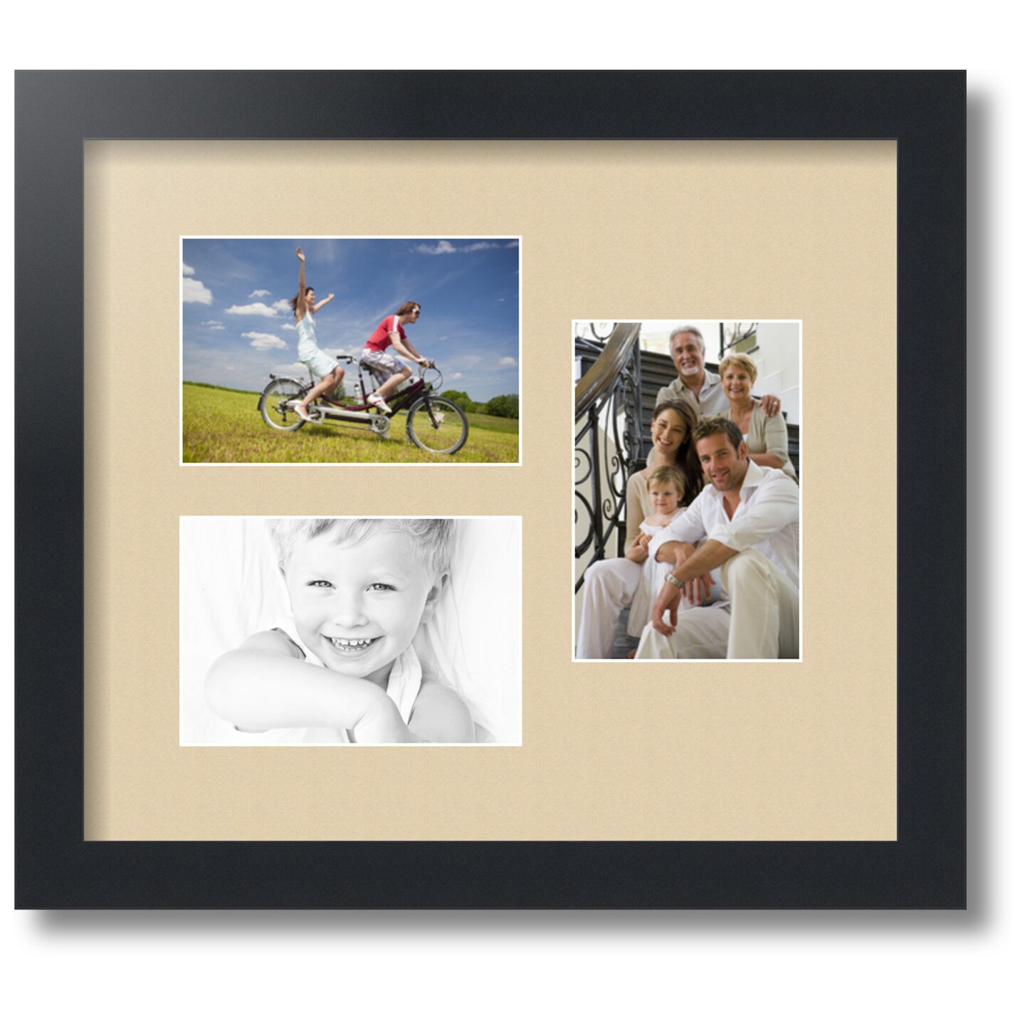 ArtToFrames Collage Photo Picture Frame with 3 - 4x6 inch Openings, Framed in Black with Over 62 Mat Color Options and Regular Glass (CSM-3926-389)