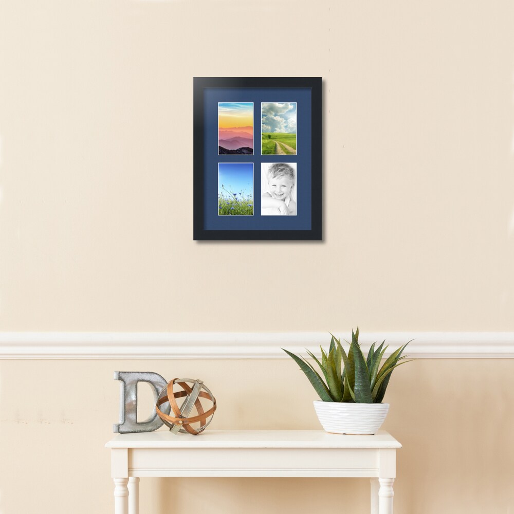 ArtToFrames Collage Photo Picture Frame with 4 - 4x6 inch Openings, Framed in Black with Over 62 Mat Color Options and Regular Glass (CSM-3926-2)