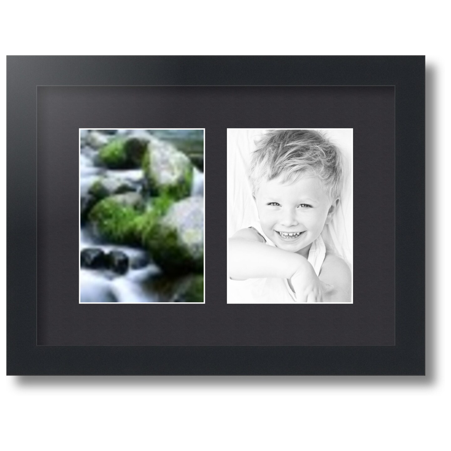 ArtToFrames Collage Photo Picture Frame with 2 - 5x7 inch Openings, Framed in Black with Over 62 Mat Color Options and Regular Glass (CSM-3926-35)