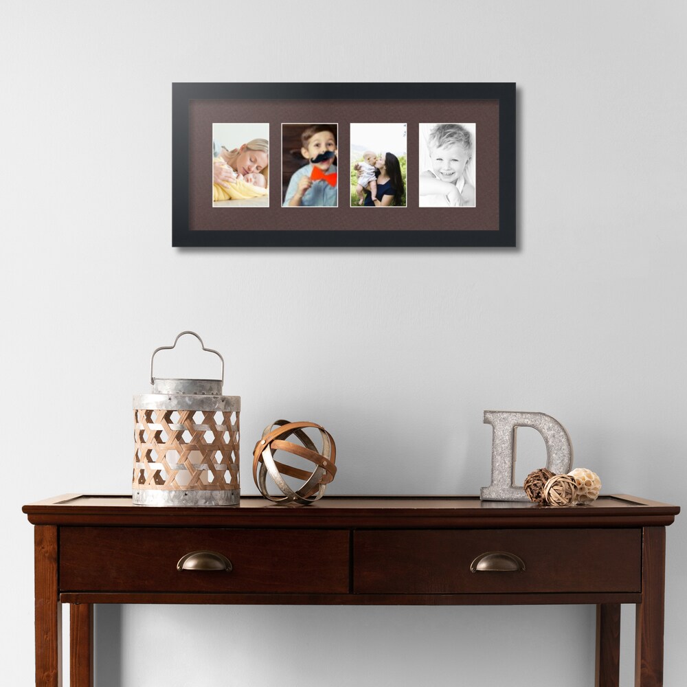 ArtToFrames Collage Photo Picture Frame with 4 - 4x6 inch Openings, Framed in Black with Over 62 Mat Color Options and Plexi Glass (CSM-3926-14)