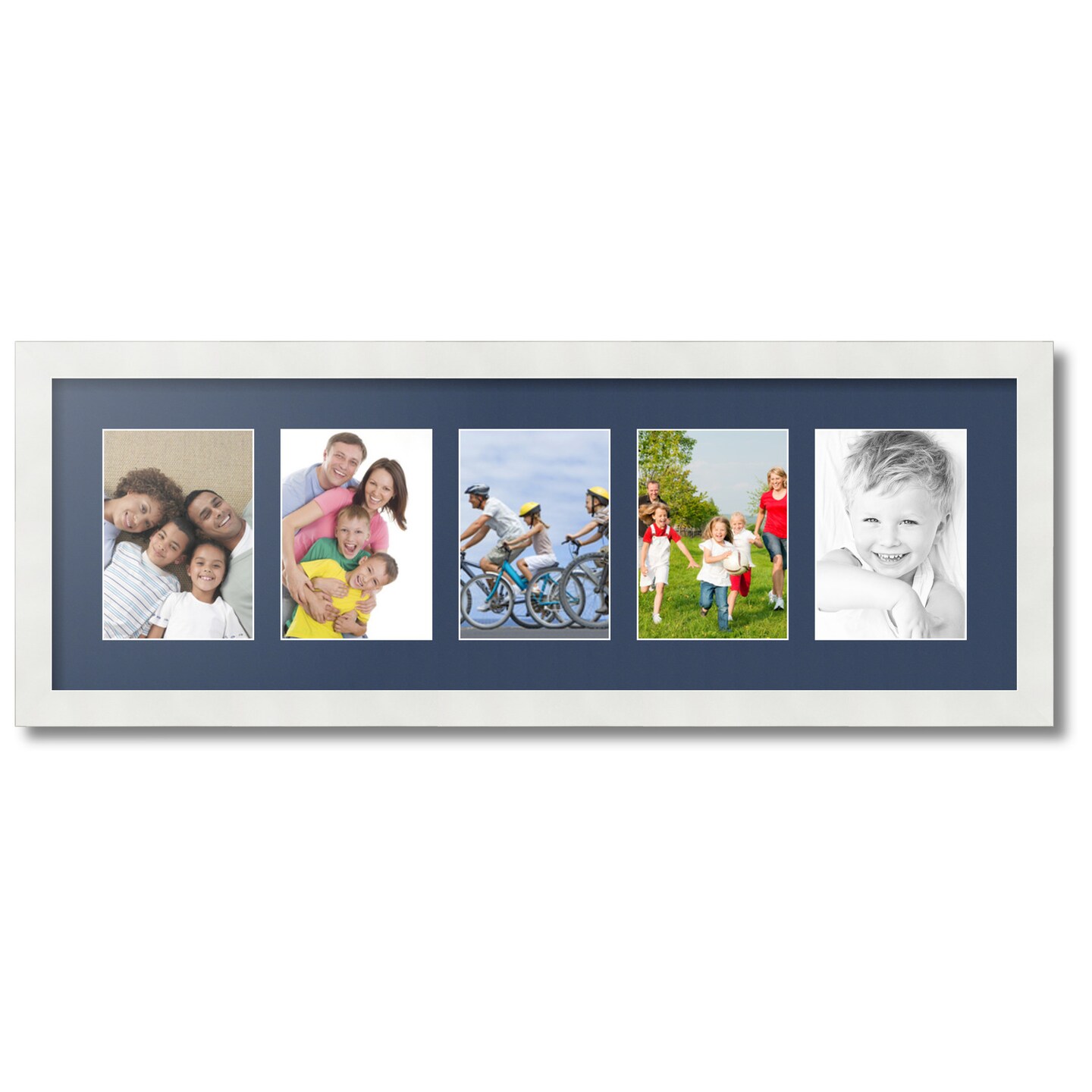 ArtToFrames Collage Photo Picture Frame with 5 - 5x7 inch Openings, Framed in White with Over 62 Mat Color Options and Plexi Glass (CSM-3966-152)