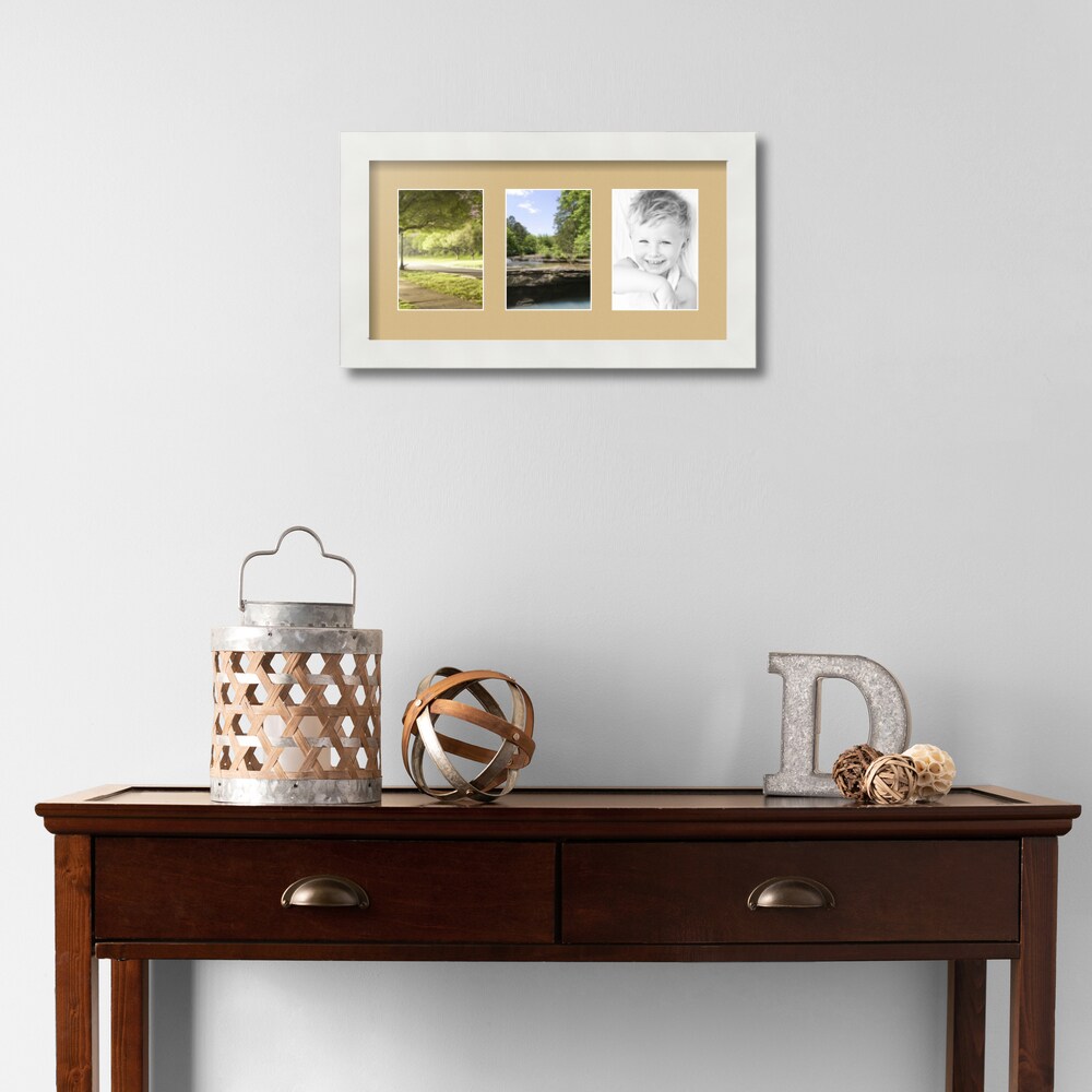 ArtToFrames Collage Photo Picture Frame with 3 - 3.5x5 inch Openings, Framed in White with Over 62 Mat Color Options and Regular Glass (CSM-3966-29)