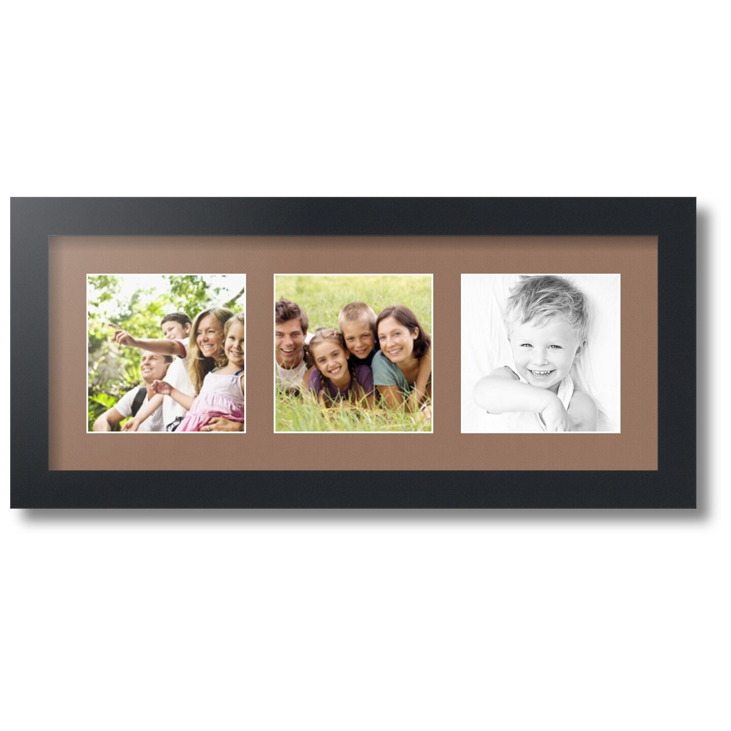 ArtToFrames Collage Photo Picture Frame with 3 - 5x5 inch Openings, Framed in Black with Over 62 Mat Color Options and Regular Glass (CSM-3926-95)