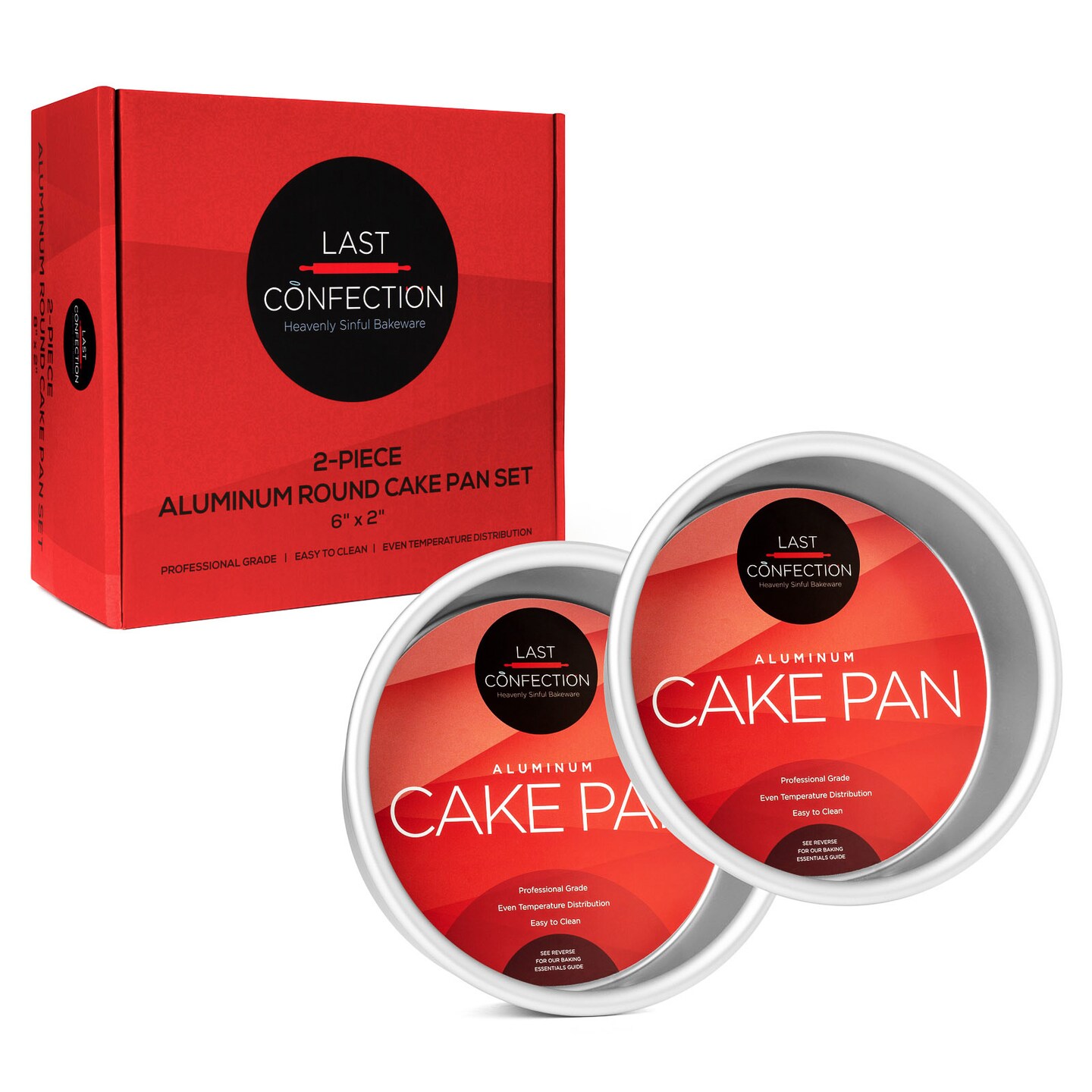 Last Confection Aluminum 2-Piece Round Cake Pan Sets - Professional Bakeware