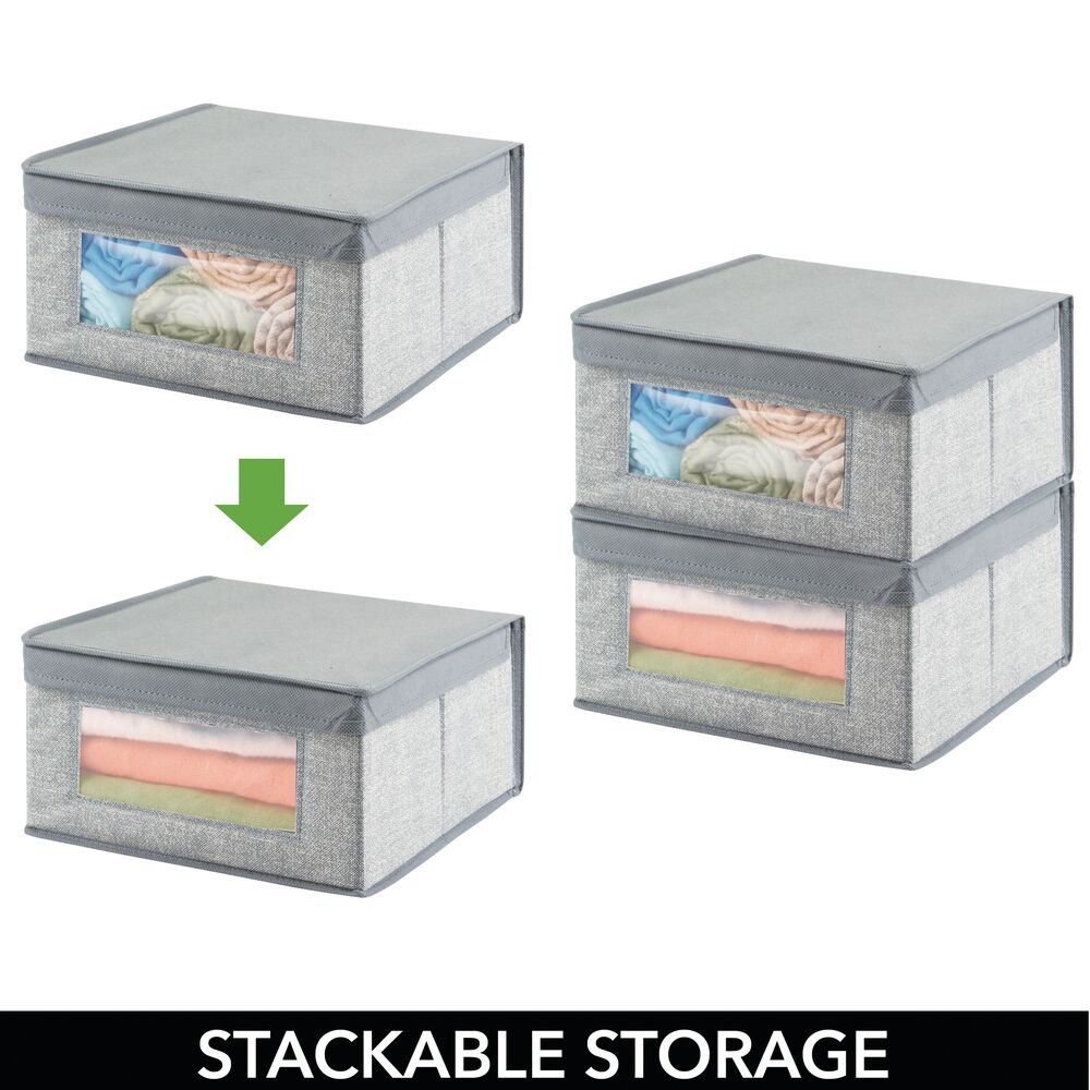 mDesign Fabric Closet Storage Organizer Box, Medium, 6 Pack