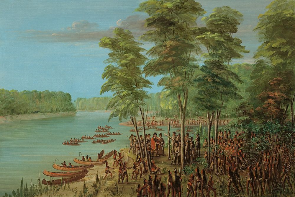 La Salle Taking Possession of the Land at the Mouth of the Arkansas March 10, 1682 Poster Print by George Catlin # 56090