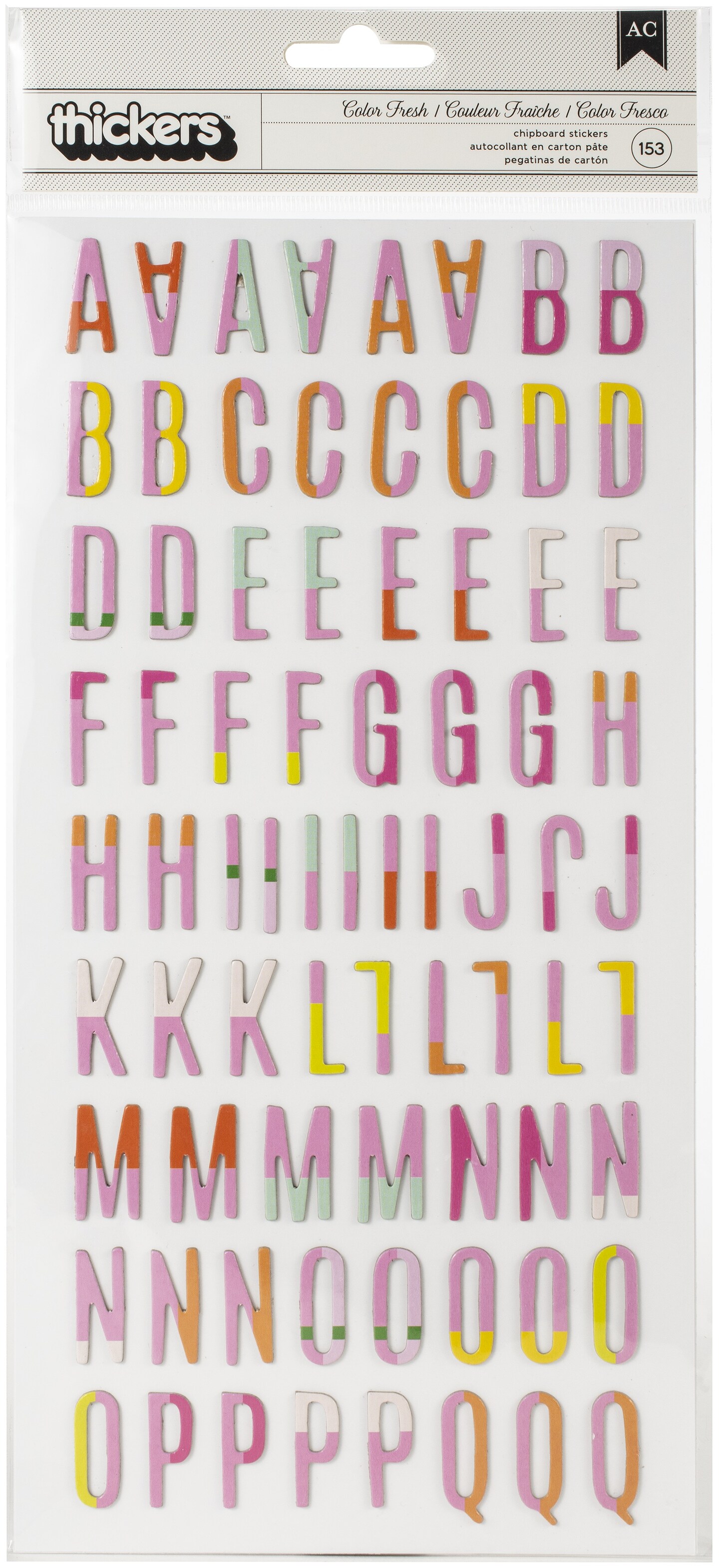Heidi Swapp Color Fresh Thickers Stickers 5.5"X11" 153/Pkg-Alphabet/Multi Chipboard