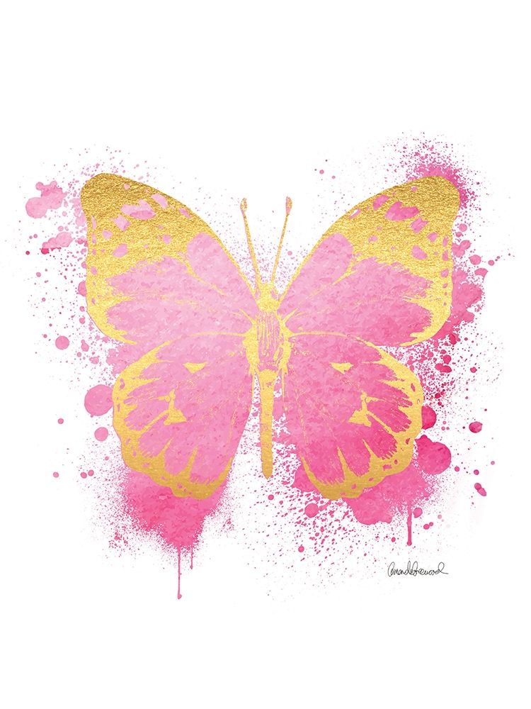 Butterfly Gold and Pink Poster Print by Amanda Greenwood # AGD116446