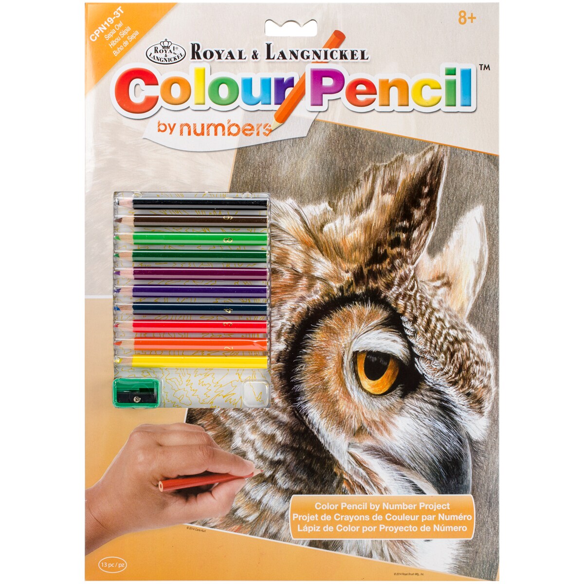 Royal &#x26; Langnickel Color Pencil By Number Kit 8.75&#x22;X11.75&#x22;-Sepia Owl