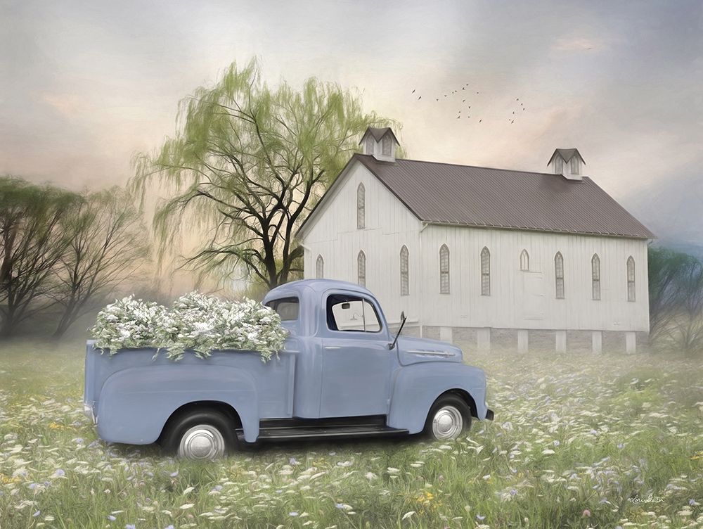 Blue Ford at Barn Poster Print by Lori Deiter # LD2273