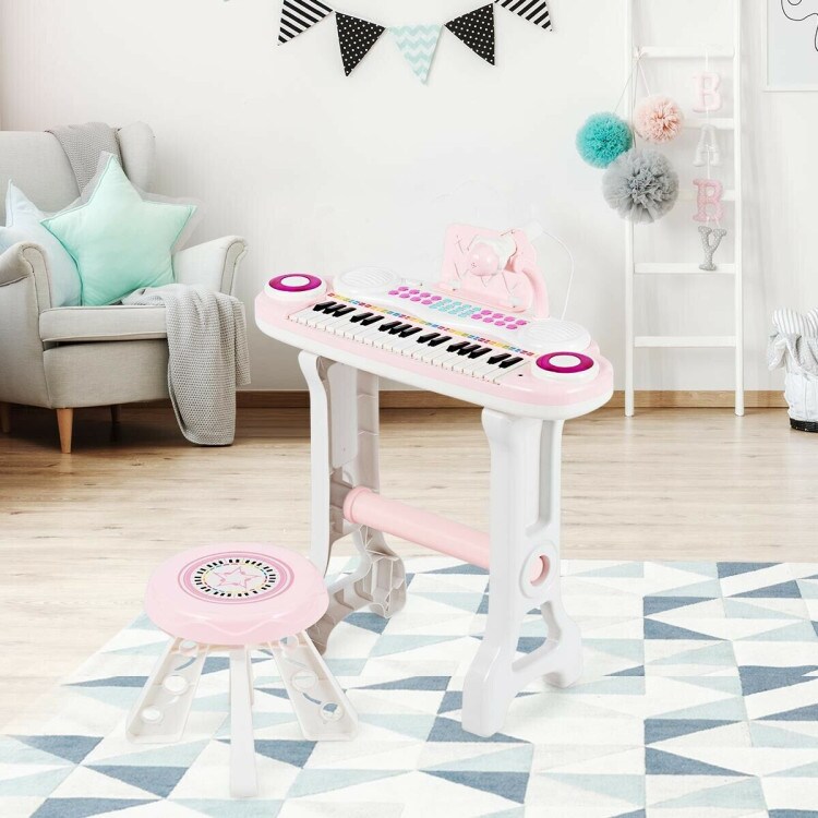 37-Key Kids Electronic Piano Keyboard Play-set with Microphone and Fun Flash Light