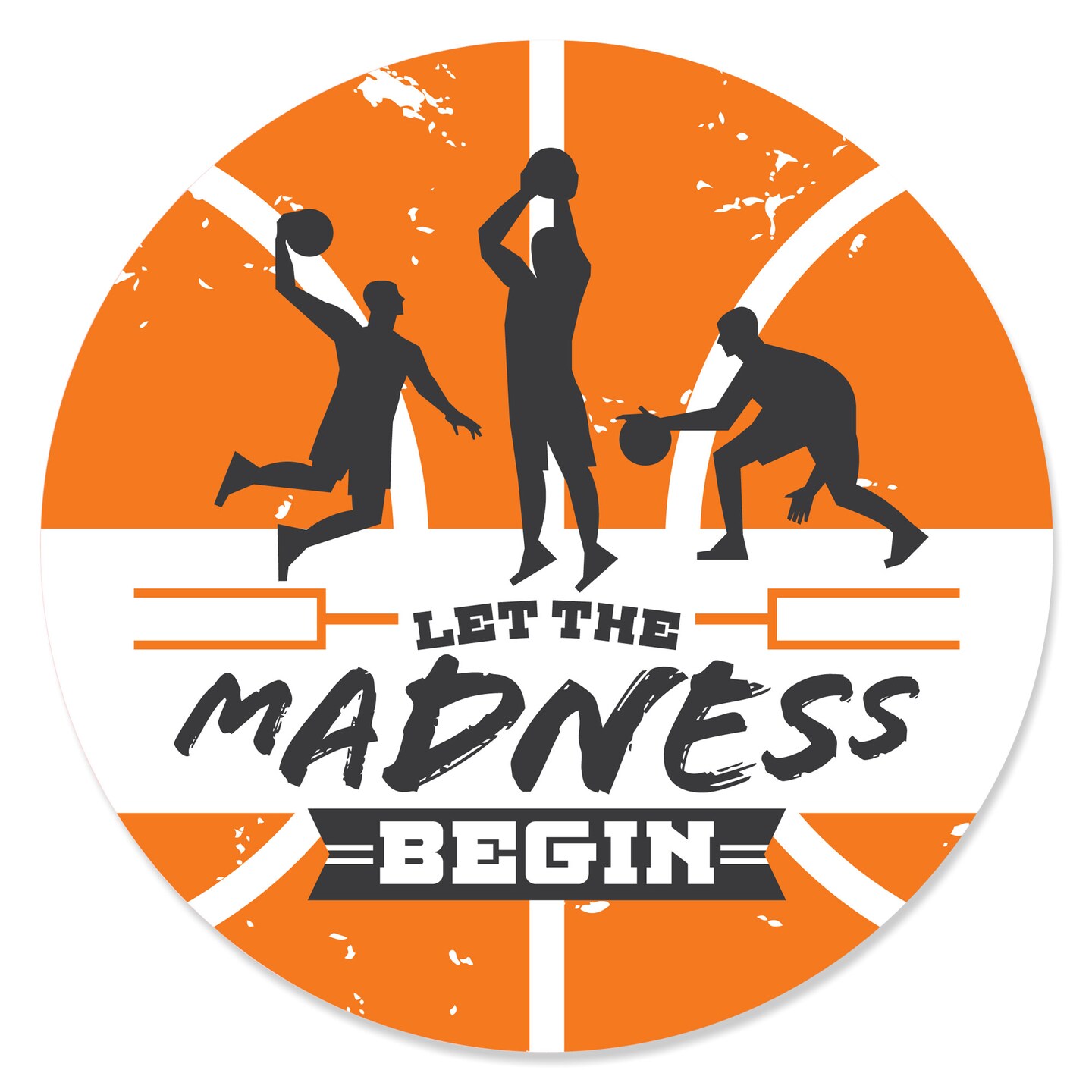Big Dot of Happiness Basketball - Let the Madness Begin - College Basketball Party Circle Sticker Labels - 24 Count