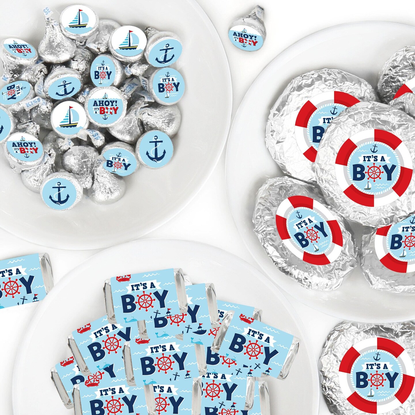Big Dot of Happiness Ahoy It&#x27;s a Boy - Nautical Baby Shower Candy Favor Sticker Kit - 304 Pieces