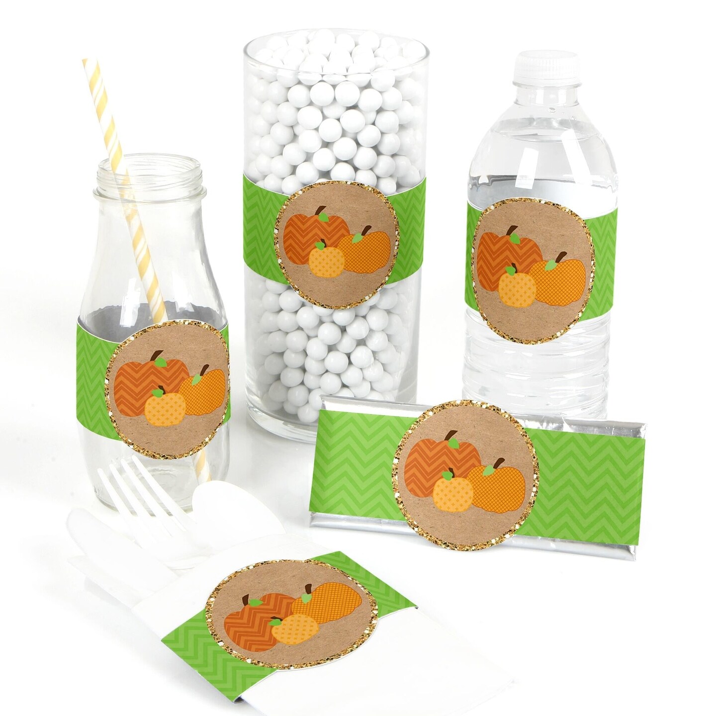 Big Dot of Happiness Pumpkin Patch - DIY Party Supplies - Fall, Halloween or Thanksgiving Party DIY Wrapper Favors & Decorations - Set of 15