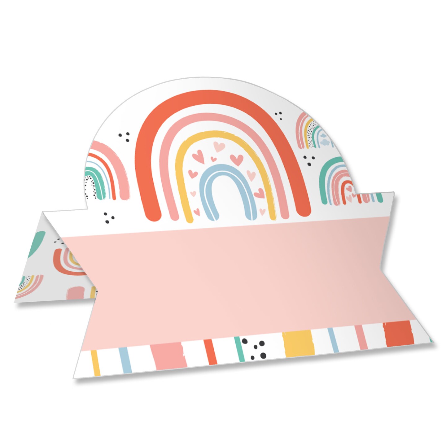 Big Dot of Happiness Hello Rainbow - Boho Baby Shower and Birthday Party Tent Buffet Card - Table Setting Name Place Cards - Set of 24