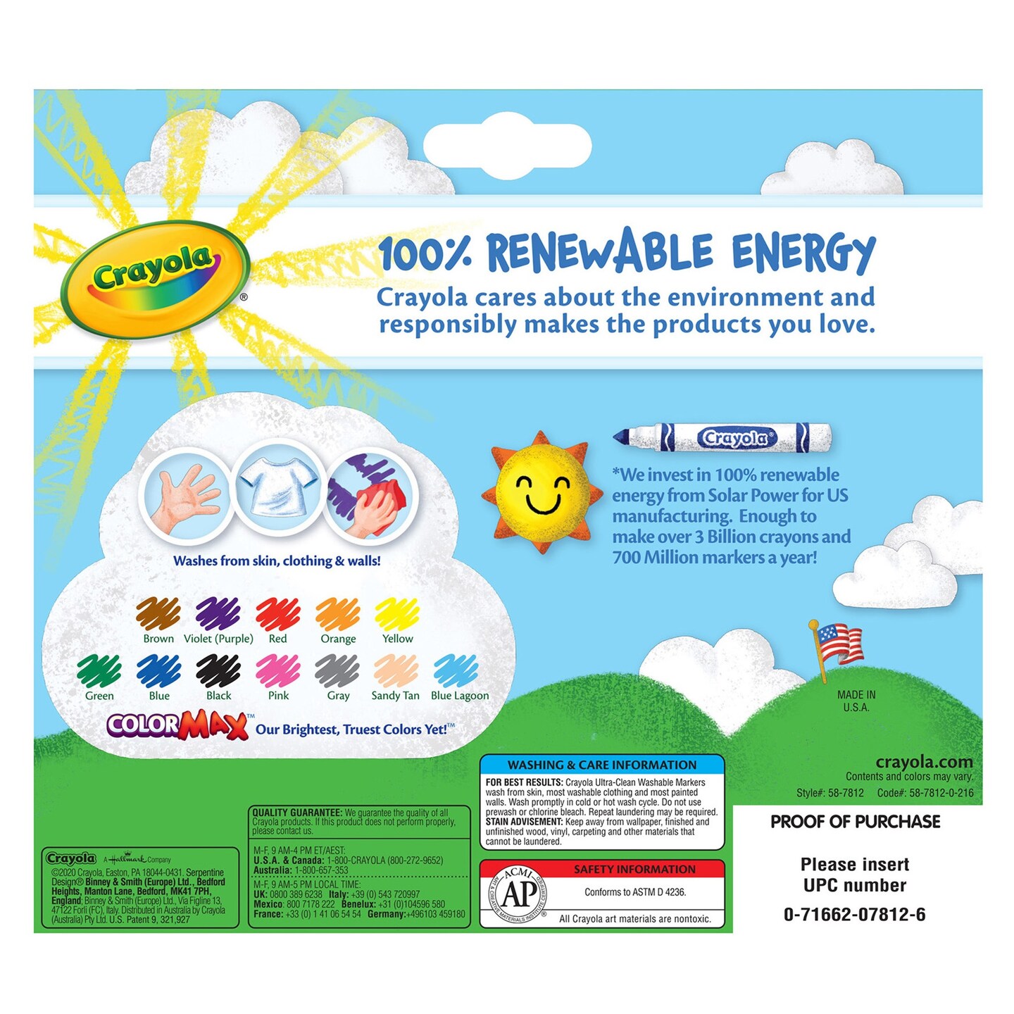 Crayola Ultra-Clean Color Max Broad Washable Markers 12/Pkg-Assorted Colors