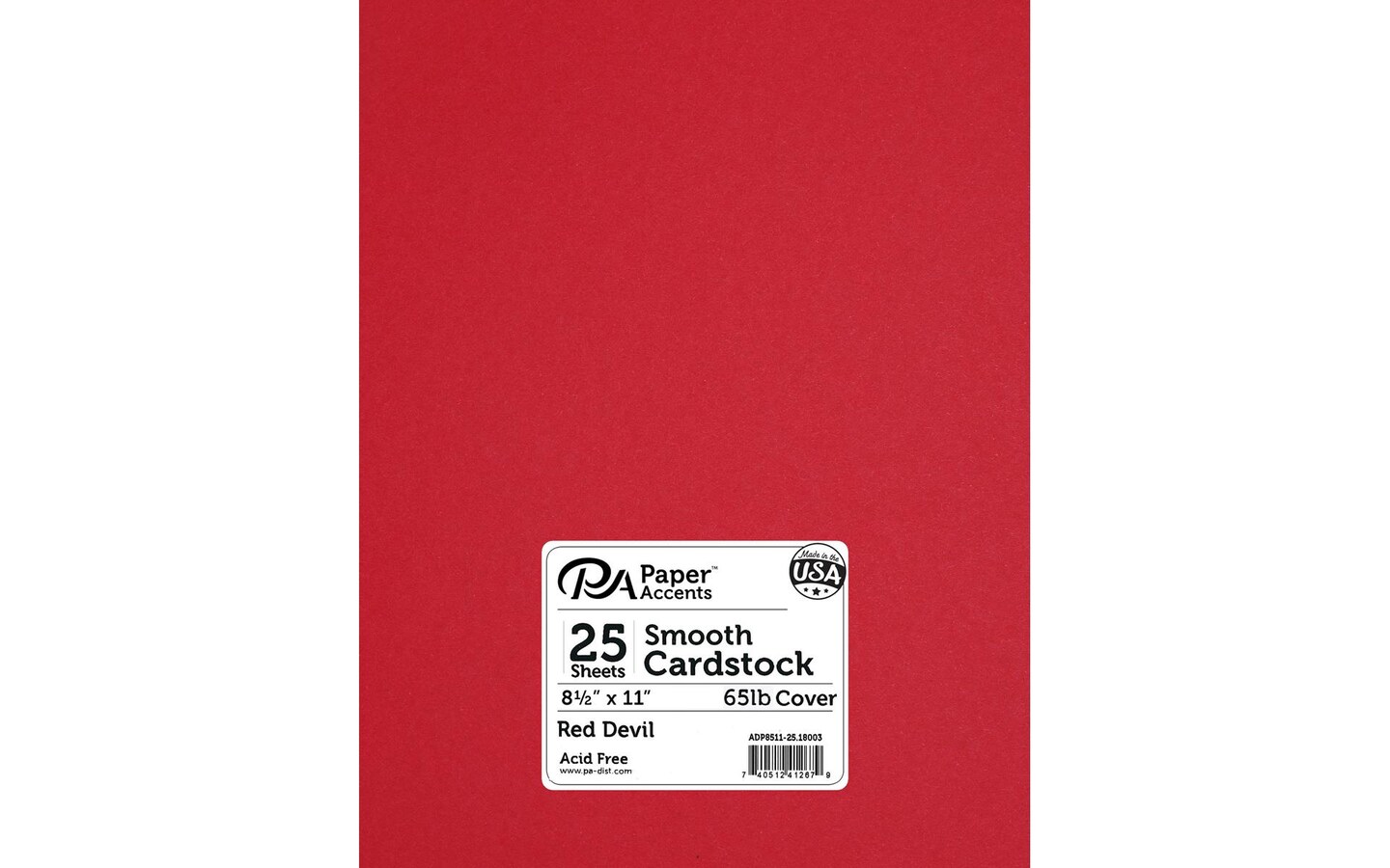 PA Paper Accents Smooth Cardstock 8.5" x 11" Red Devil, 65lb colored