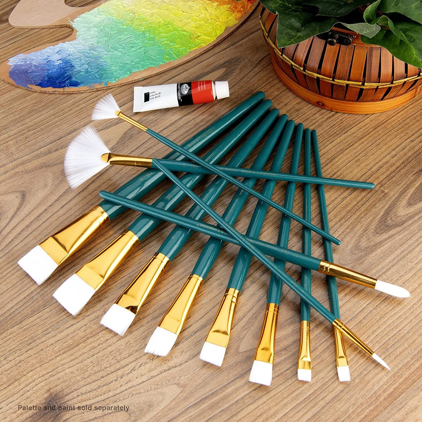 Royal&Langnickel(R) White Taklon LongHandle Value Brush Pack-Medium, 12/Pkg