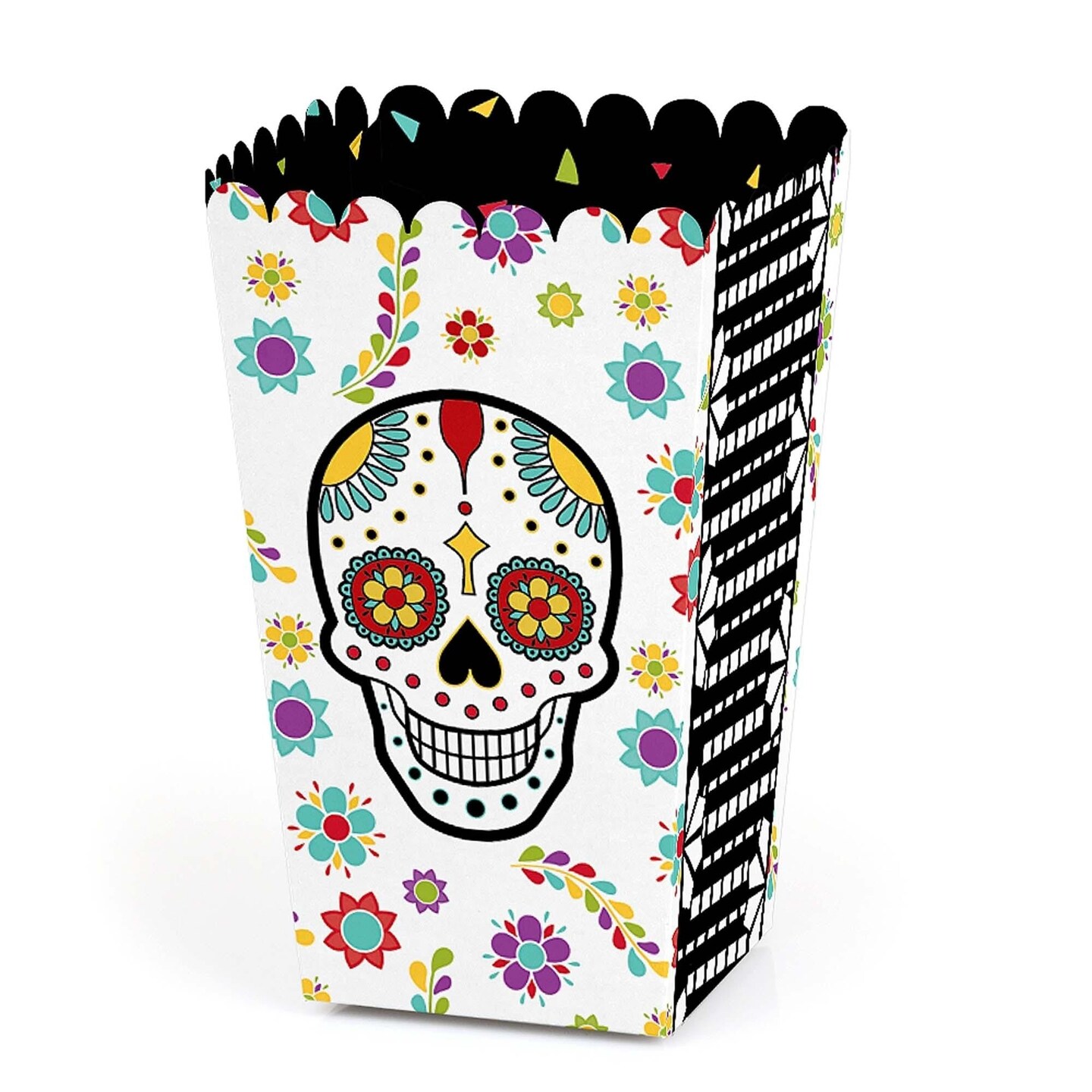 Big Dot of Happiness Day of the Dead - Sugar Skull Party Favor Popcorn Treat Boxes - Set of 12