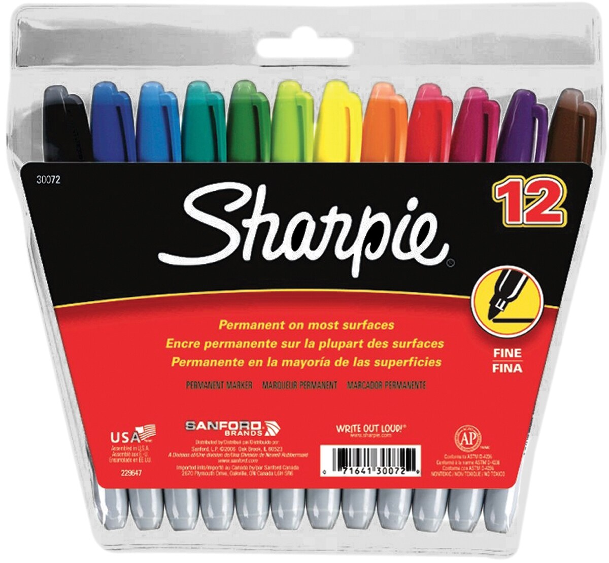 Sharpie Fine Point Permanent Markers 12/Pkg-Assorted Colors