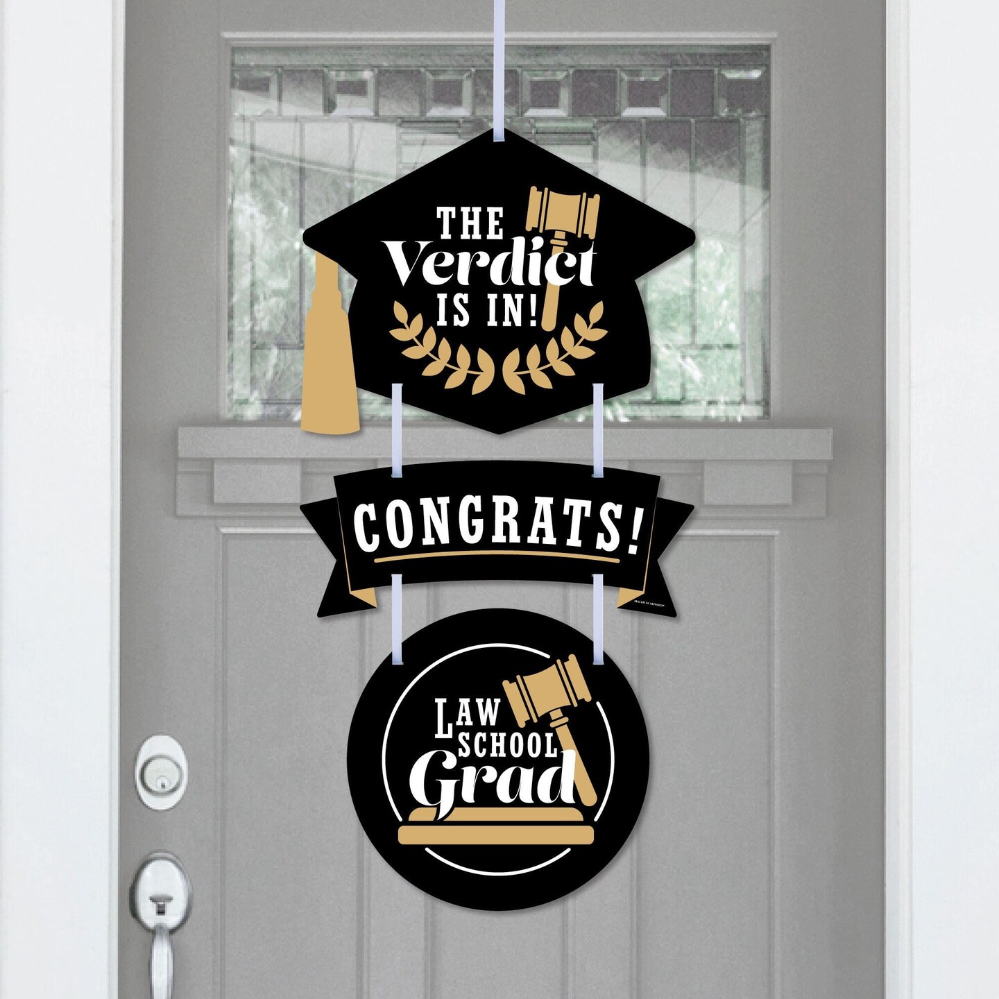 Big Dot of Happiness Law School Grad - Hanging Porch Future Lawyer Graduation Party Outdoor Decorations - Front Door Decor - 3 Piece Sign