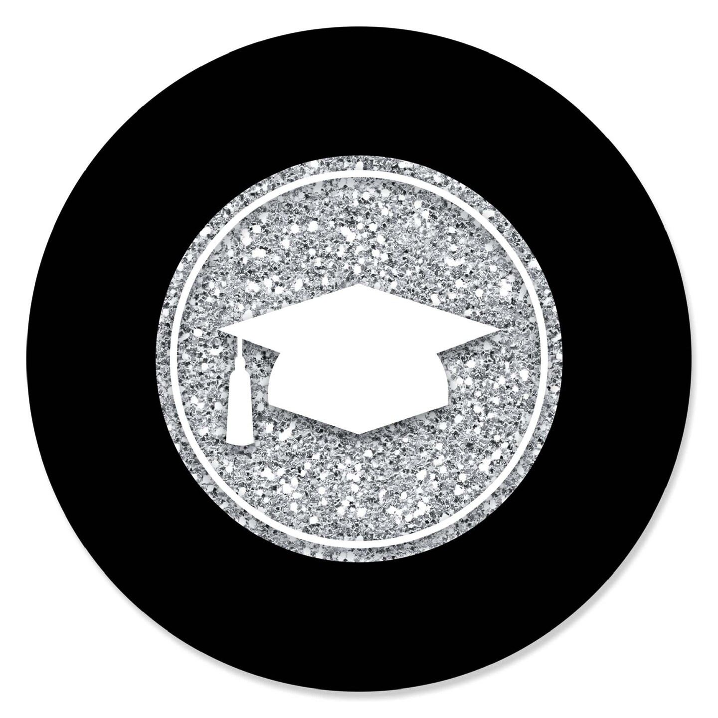 Big Dot of Happiness Silver Tassel Worth The Hassle Graduation Party Circle Stickers 24