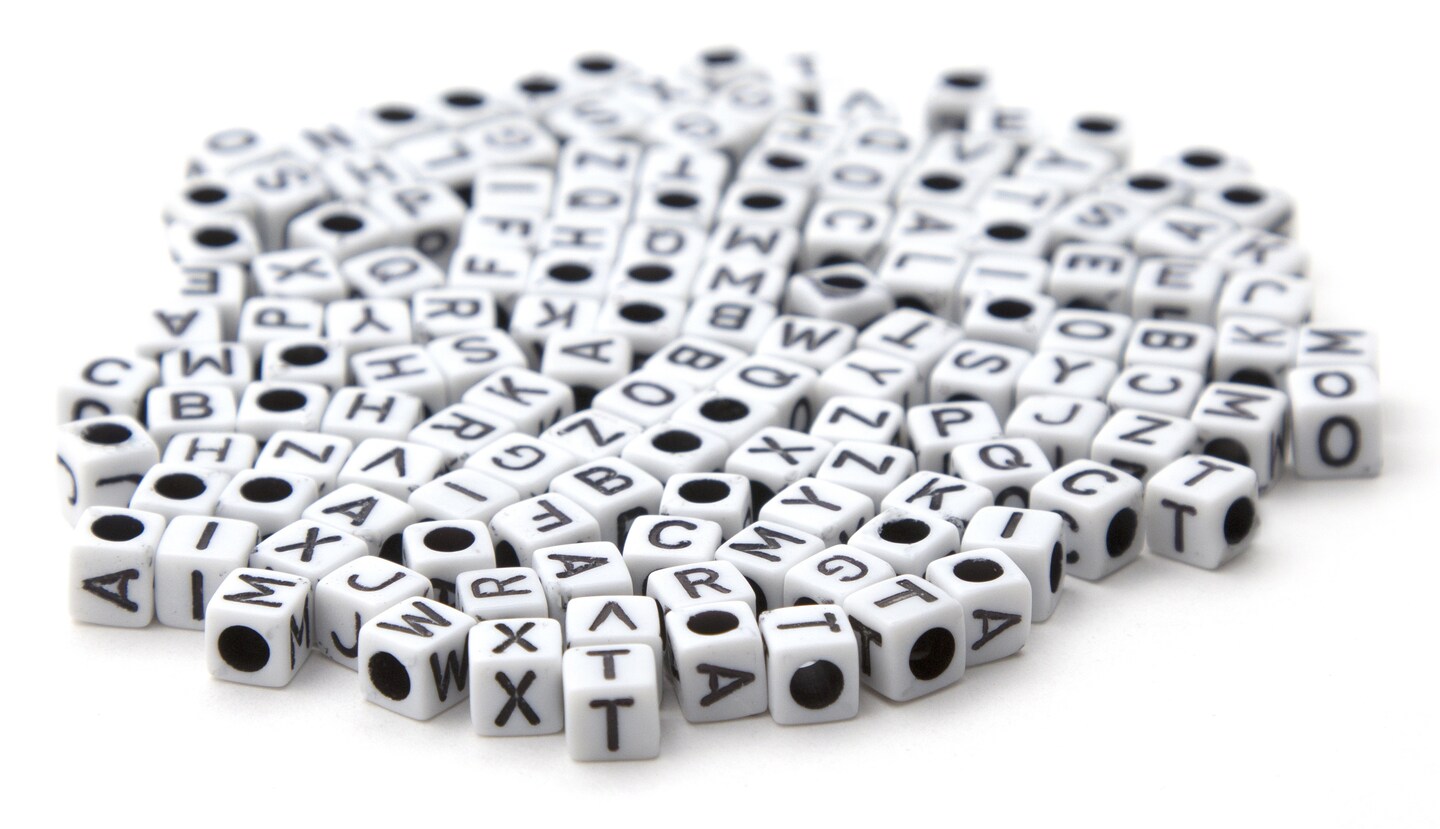 CousinDIY Alphabet Beads 6mm 160/Pkg-White With Black Letters