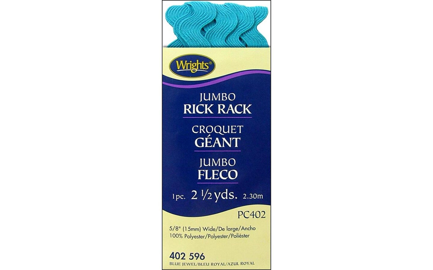 Wrights Jumbo Rick Rack 2.5yd Blue Jewel