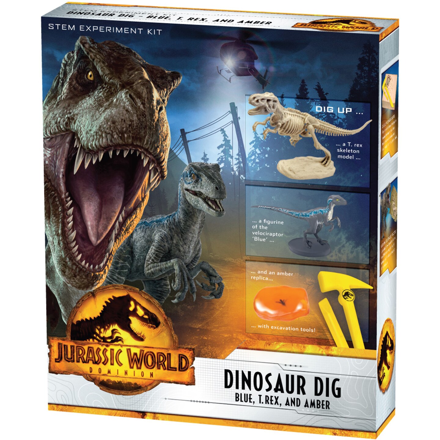 Thames &#x26; Kosmos Jurassic World Dominion Dinosaur Dig Blue, T. Rex, and Amber Science Set