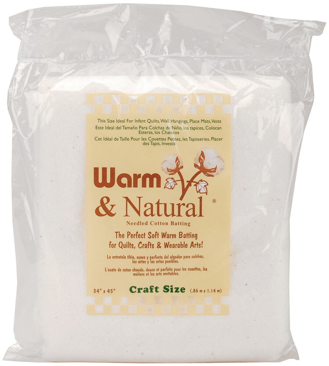 Warm Company Warm &#x26; Natural Cotton Batting-Craft Size 34&#x22;X45&#x22;