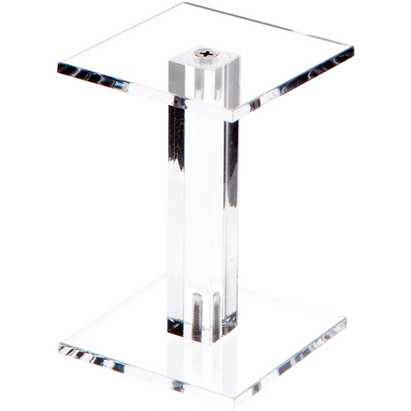 Plymor Clear Acrylic Square Barbell Pedestal Display Riser 4.375 inches (Height) x 3 inches (Width) x 3 inches (Depth) (3/16 inches thick)