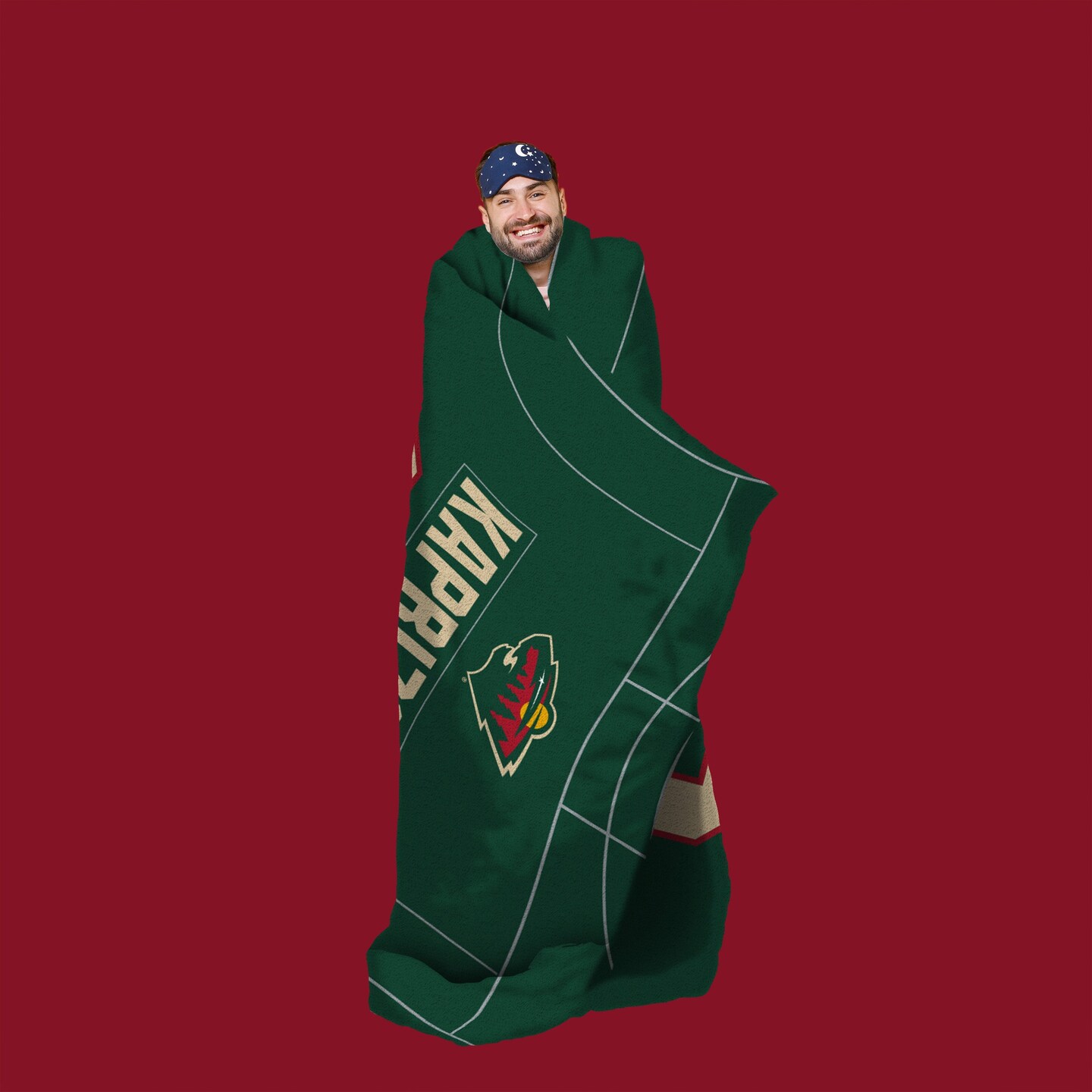 Sleep Squad Minnesota Wild Kirill Kaprizov 60” x 80” Raschel Plush Jersey Hockey Blanket